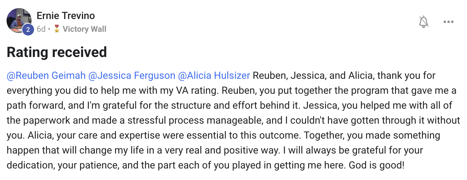 Ernie Trevino: rating received, thanks Reuben, Jessica and Alicia