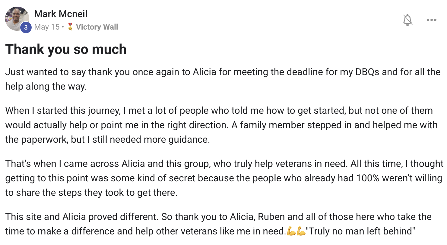 Mark Mcneil: thank you to Alicia for meeting the deadline on DBQs